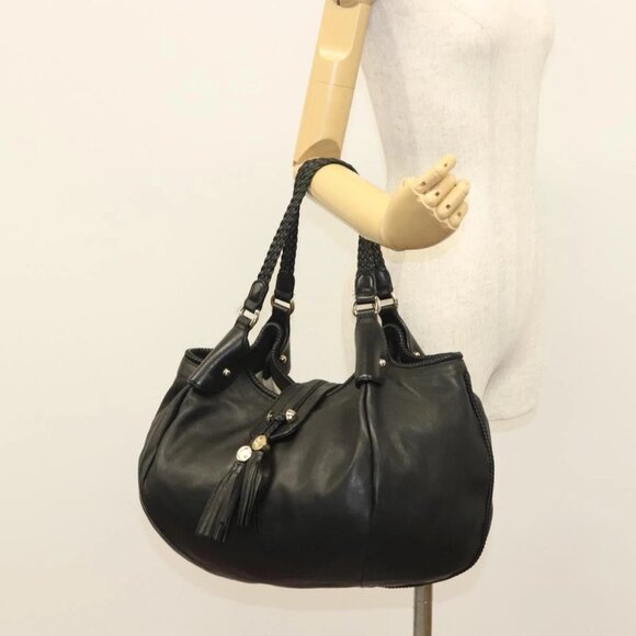 GUCCI Marrakech Tote Bag Leather Black Gold 257029 Auth 137913 - Picture 1 of 16